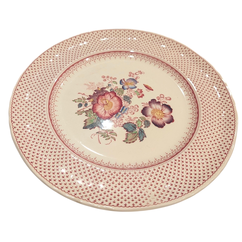 Mason’s Ironstone China Green/purple/Red Plate England Floral pattern